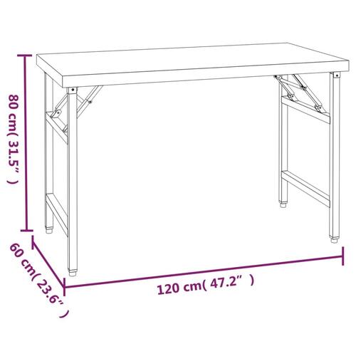 Køkkenbord med tophylde 120x60x115 cm rustfrit stål