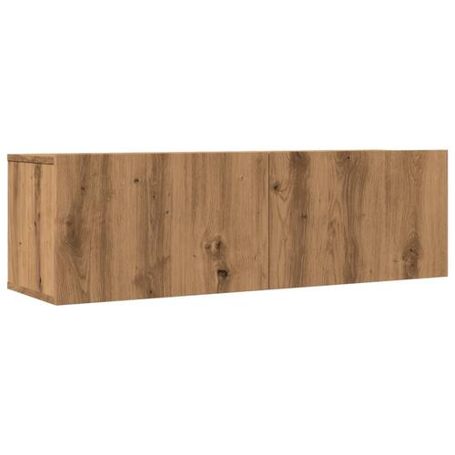 Væghængte tv-borde 2 stk. 100x30x30 cm egetræsfarve