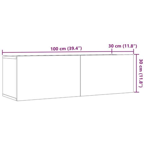 Væghængte tv-borde 2 stk. 100x30x30 cm egetræsfarve