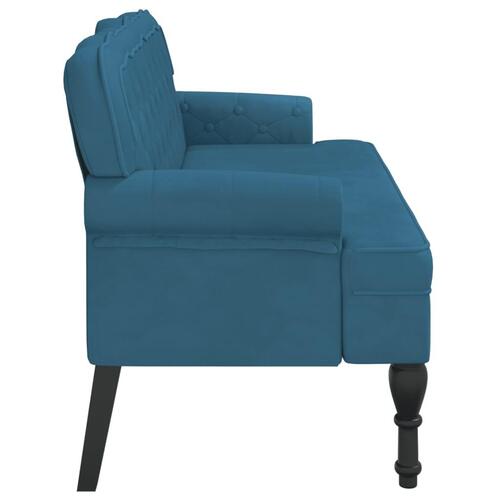 Bænk med ryglæn 119,5x64,5x75 cm velour blå