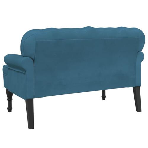 Bænk med ryglæn 119,5x64,5x75 cm velour blå