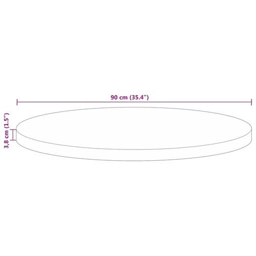 Bordplade Ø90x3,8 cm rund massivt genbrugstræ