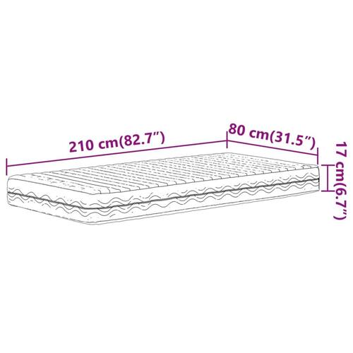 Skummadras 80x210 cm hårdhed H2 H3 hvid