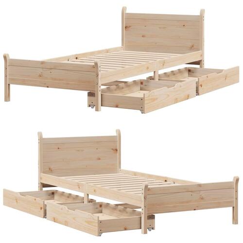 Sengeramme uden madras 75x190 cm massivt fyrretræ