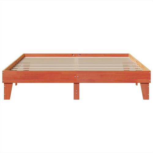 Sengeramme uden madras 200x200 cm massivt fyrretræ gyldenbrun