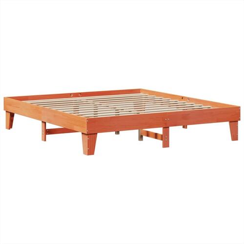 Sengeramme uden madras 200x200 cm massivt fyrretræ gyldenbrun