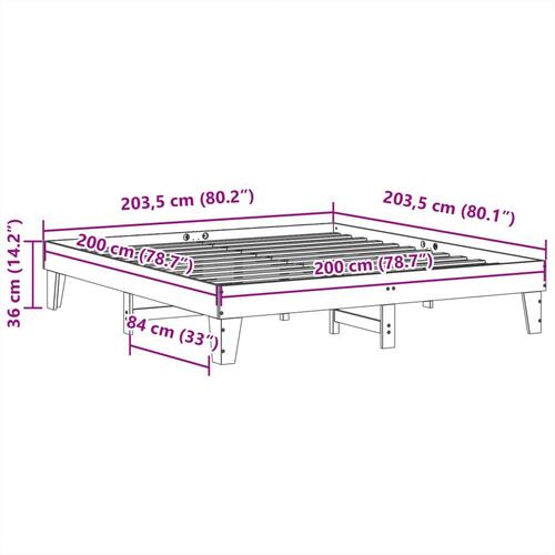 Sengeramme uden madras 200x200 cm massivt fyrretræ gyldenbrun