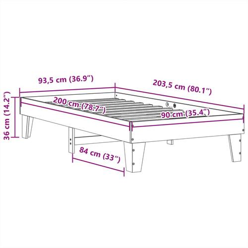 Sengeramme uden madras 90x200 cm massivt fyrretræ gyldenbrun
