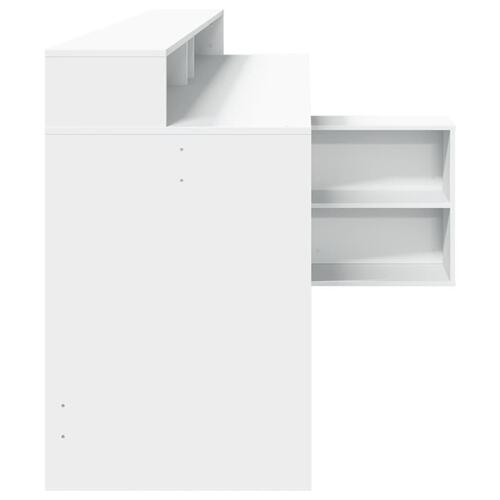 Skrivebord med LED-lys 200x104x91 cm konstrueret træ hvid