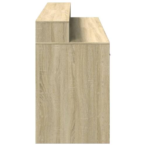 Skrivebord med LED-lys 160x55x91 cm konstrueret træ sonoma-eg