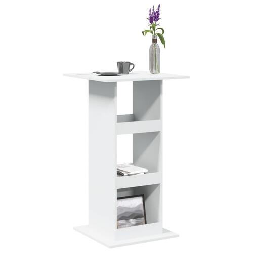 Barbord med opbevaring 60x60x102 cm konstrueret træ hvid