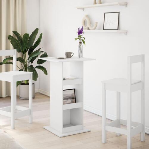 Barbord med opbevaring 60x60x102 cm konstrueret træ hvid