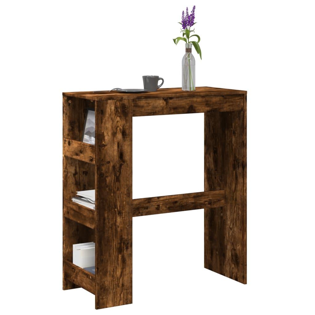 Barbord med stativer 90x40x103,5 cm konstrueret træ røget eg