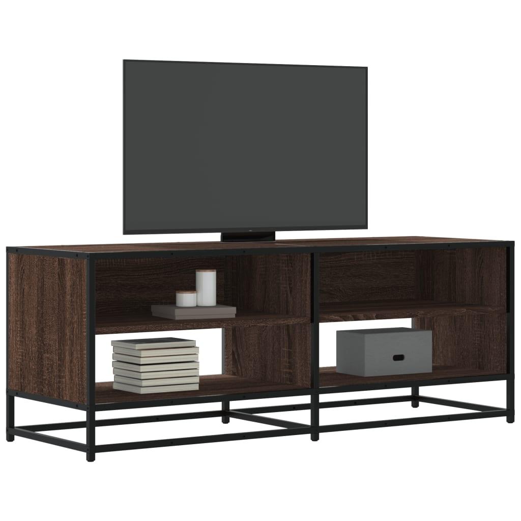 Tv-bord 120,5x40x46 cm konstrueret træ metal brun egetræsfarve