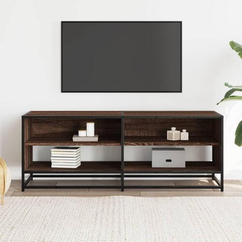 Tv-bord 120,5x40x46 cm konstrueret træ metal brun egetræsfarve
