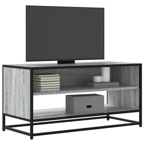 Tv-bord 91x40x46 cm konstrueret træ og metal grå sonoma-eg