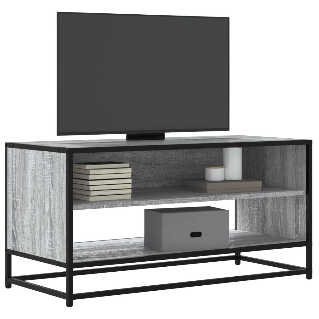 Tv-bord 91x40x46 cm konstrueret træ og metal grå sonoma-eg