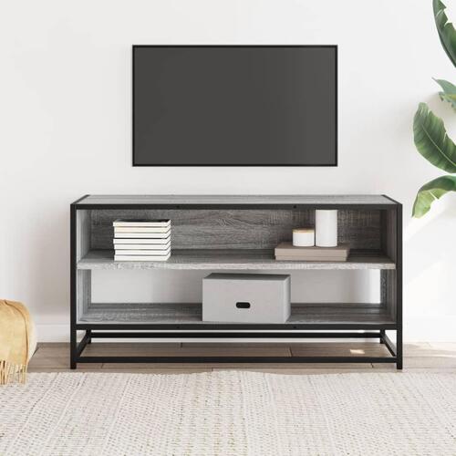 Tv-bord 91x40x46 cm konstrueret træ og metal grå sonoma-eg