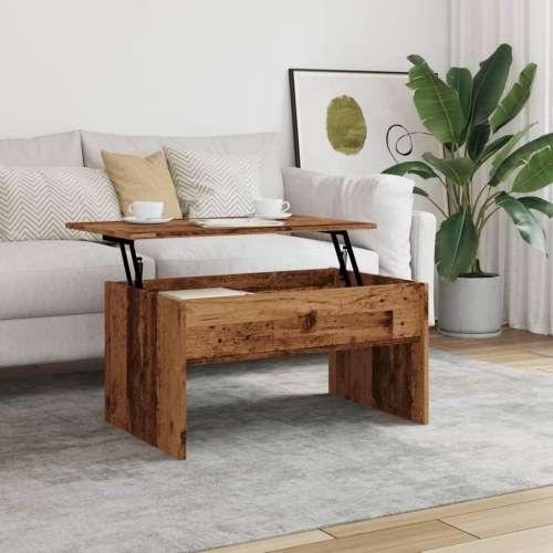 Sofabord med løftetop 80 × 50,5 × 41,5 cm - antikt trælook