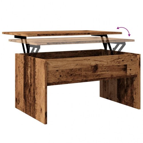Sofabord med løftetop 80 × 50,5 × 41,5 cm - antikt trælook