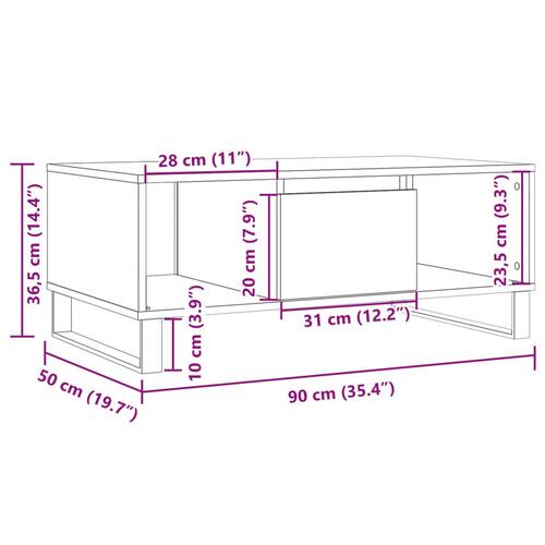 Sofabord 90x50x36,5 cm konstrueret træ gammeldags træ
