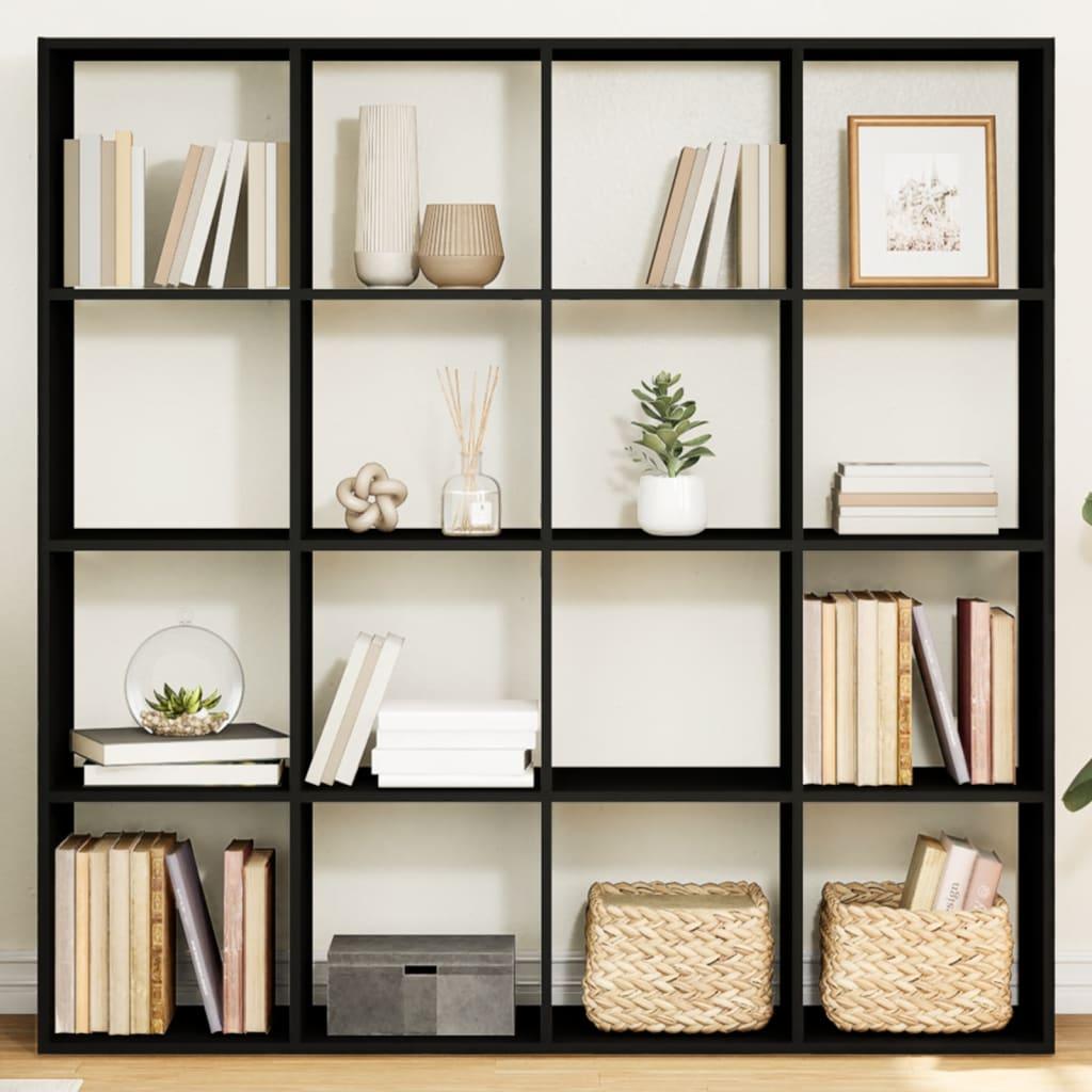 Bogskab 137,5x29x137,5 cm konstrueret træ sort