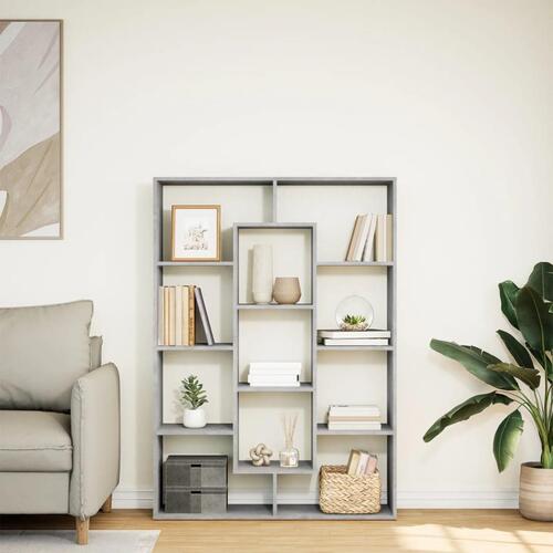 Bogreol 102x29x143 cm konstrueret træ betongrå