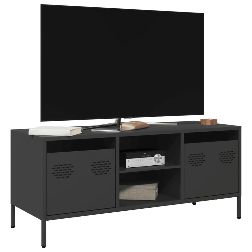 Tv-Bord 101,5X39X43,5 Cm Koldvalset Stål - Sort