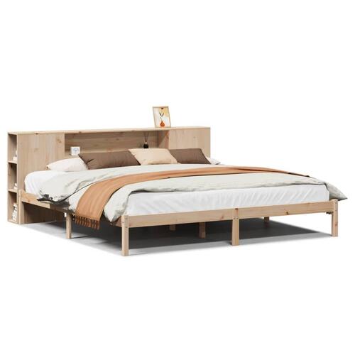 Seng med reol uden madras 180x200 cm massivt fyrretræ