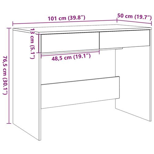 Skrivebord 101x50x76,5 cm konstrueret træ kunsteg