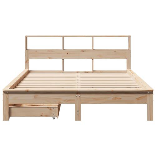 Seng med reol uden madras 150x200 cm massivt fyrretræ