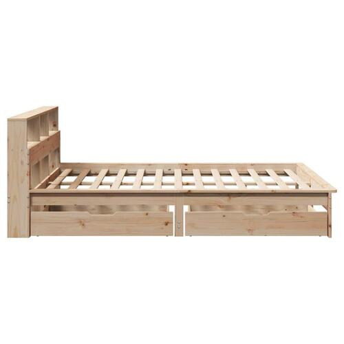 Seng med reol uden madras 150x200 cm massivt fyrretræ
