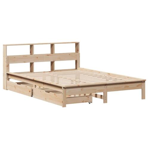 Seng med reol uden madras 120x200 cm massivt fyrretræ