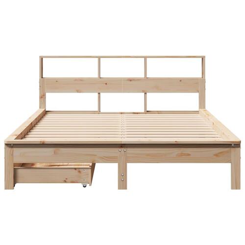 Seng med reol uden madras 120x200 cm massivt fyrretræ