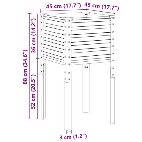 Plantekasse 45x45x88 cm galvaniseret stål