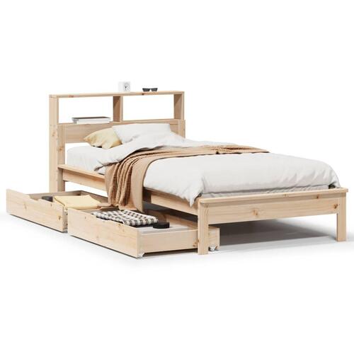 Seng med reol uden madras 75x190 cm massivt fyrretræ