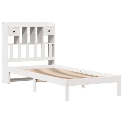 Seng med reol uden madras 100x200 cm massivt fyrretræ hvid