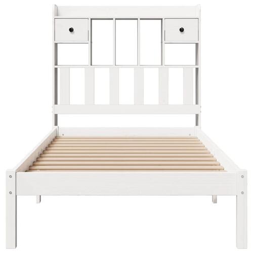 Seng med reol uden madras 100x200 cm massivt fyrretræ hvid