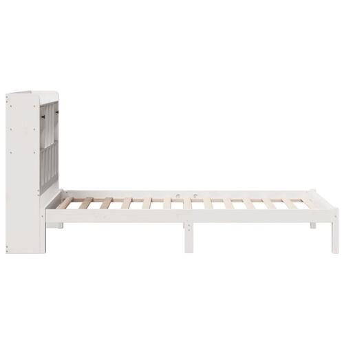 Seng med reol uden madras 100x200 cm massivt fyrretræ hvid