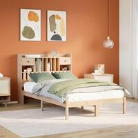 Seng med reol uden madras 135x190 cm massivt fyrretræ