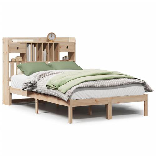 Seng med reol uden madras 135x190 cm massivt fyrretræ