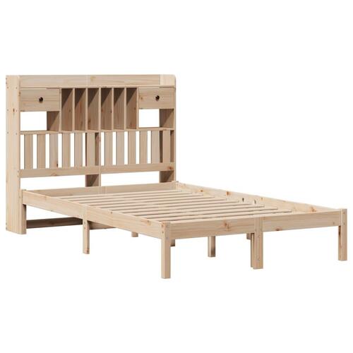 Seng med reol uden madras 135x190 cm massivt fyrretræ