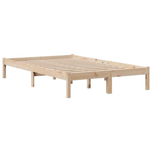 Seng med reol uden madras 135x190 cm massivt fyrretræ