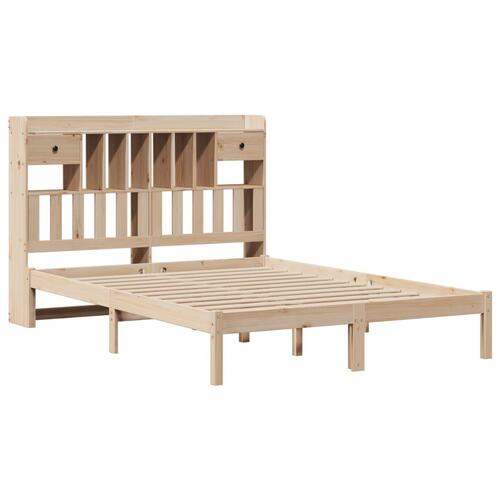 Seng med reol uden madras 150x200 cm massivt fyrretræ
