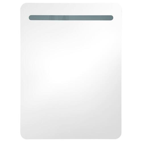 Badeværelsesskab med spejl + LED-lys 60x11x80 cm grå
