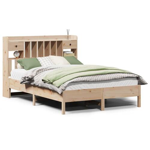 Seng med reol uden madras 135x190 cm massivt fyrretræ