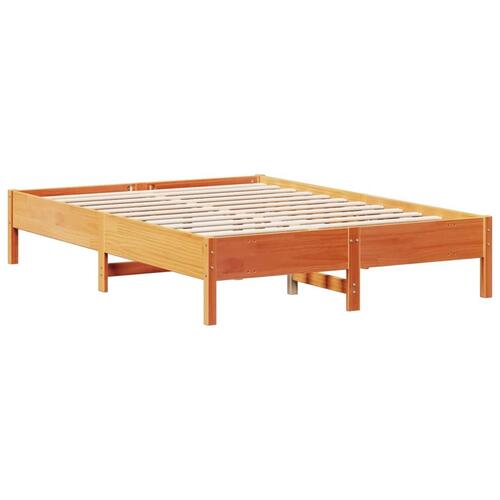 Seng med reol uden madras 135x190cm massivt fyrretræ gyldenbrun
