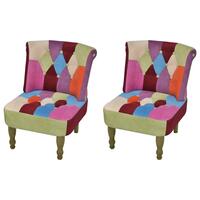 Fransk stol 2 stk. med patchwork-design stof