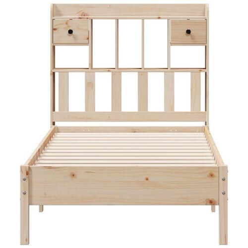 Seng med reol uden madras 90x190 cm massivt fyrretræ