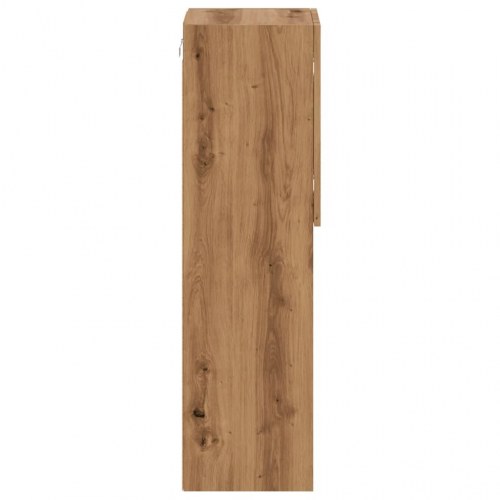 Væghængt tv-bord med LED-lys - 30,5 x 30 x 102 cm, egetræsfarve